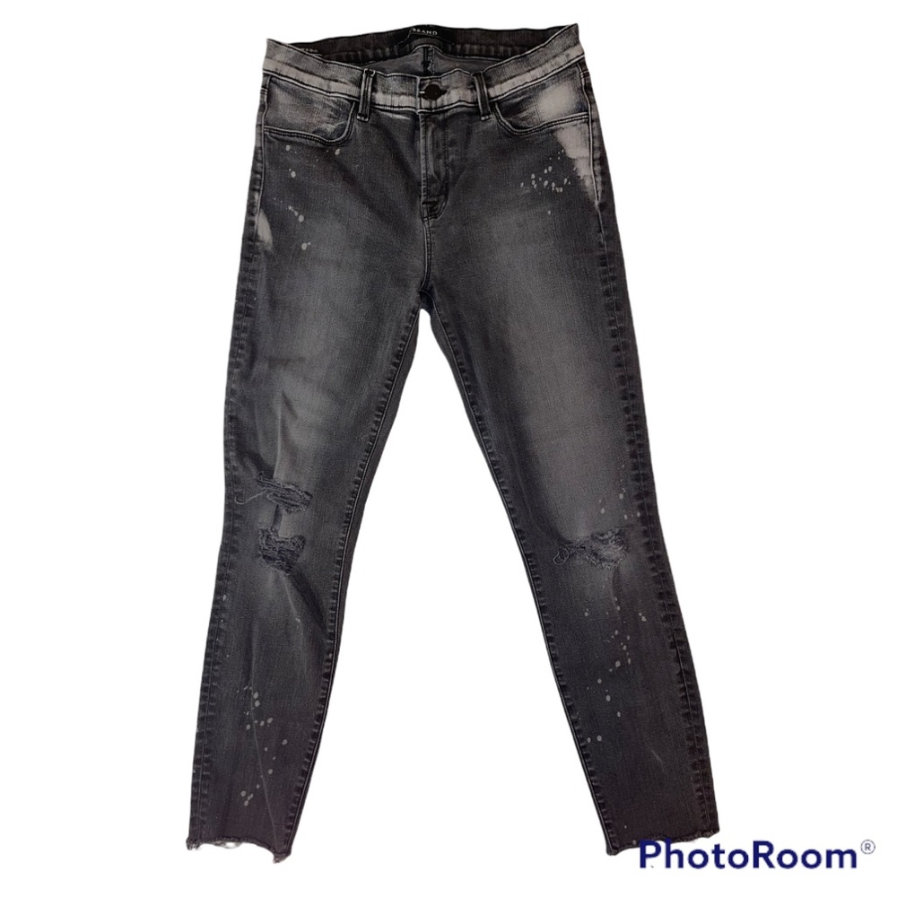 J Brand Gray Mid-Rise Cropped Skinny Leg Jeans M